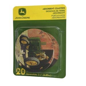 John Deere 20 Reversible Round Coasters Absorbent Cardboard 3 1/2" Logo